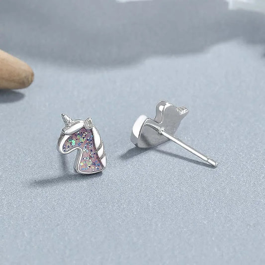 Lunaria Earrings | Sterling Silver Unicorn Studs