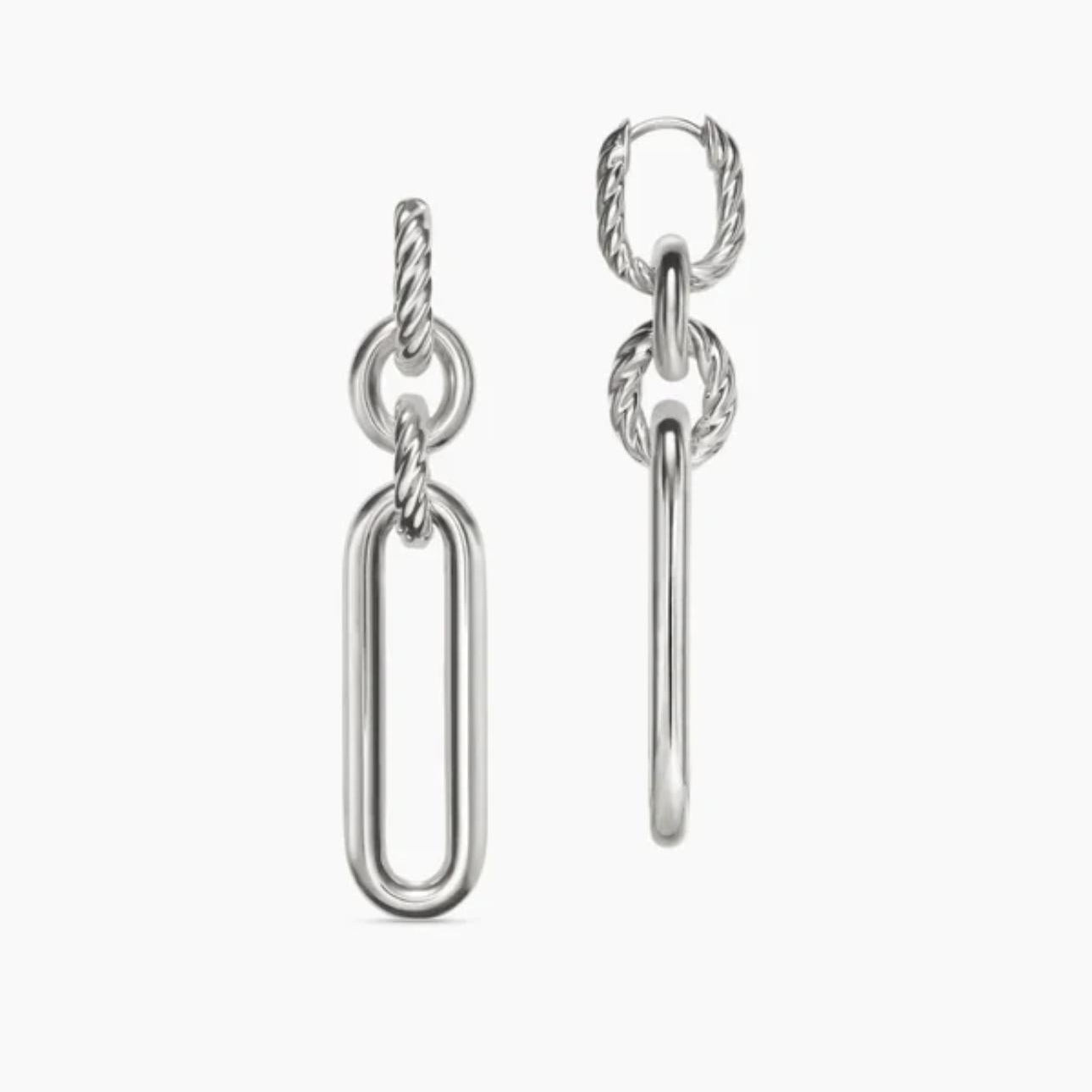 Pair of LEXINGTON DOUBLE LINK DROP EARRINGS on a white background