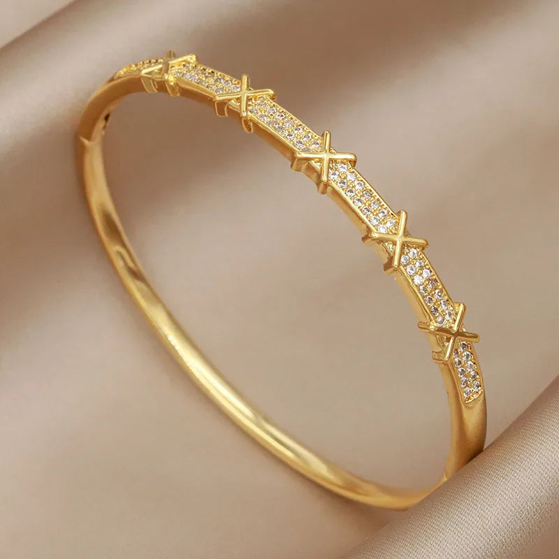 VELARA Bangle | Gold Jewelry | Letter V Cuff Design