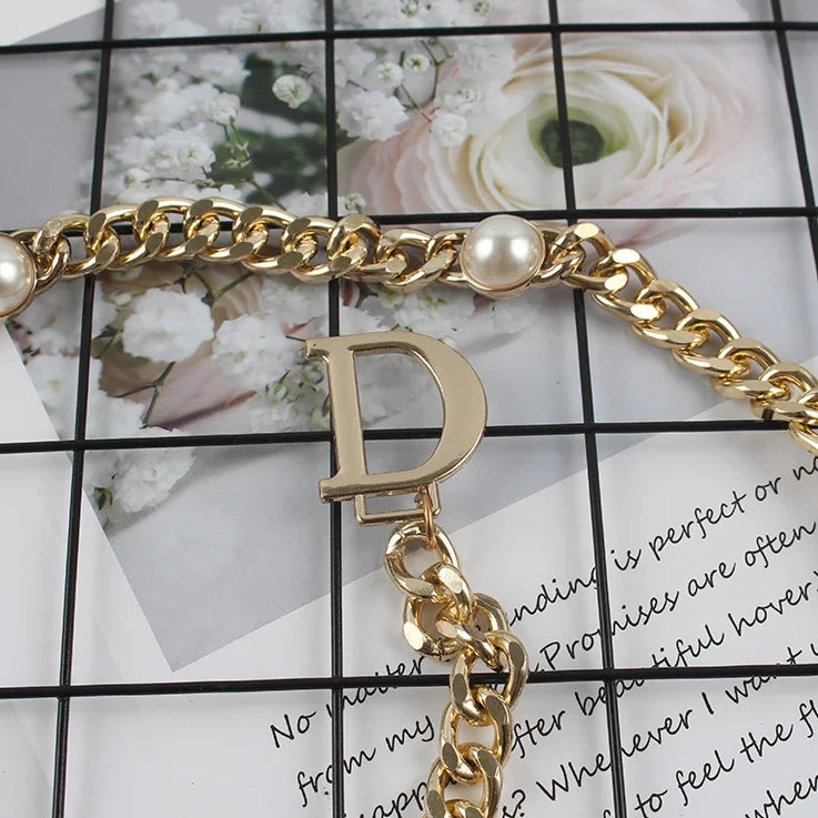 Déloria | Pearl & Chain Statement Belt