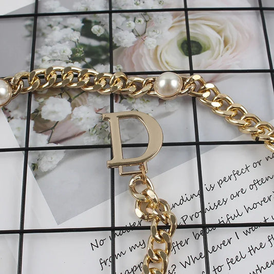 Déloria | Pearl & Chain Statement Belt