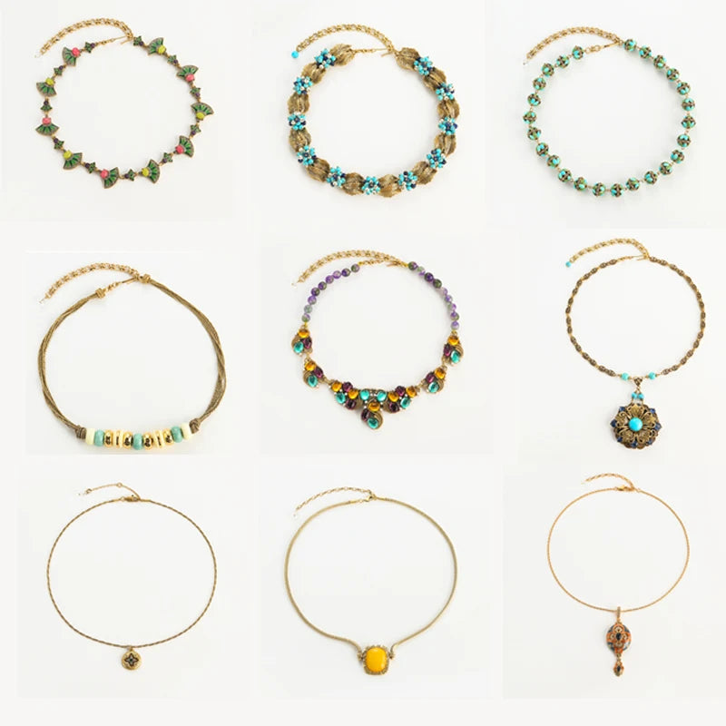 Verdessa Necklace | Gold-Plated Jewelry | Vintage Green Glass
