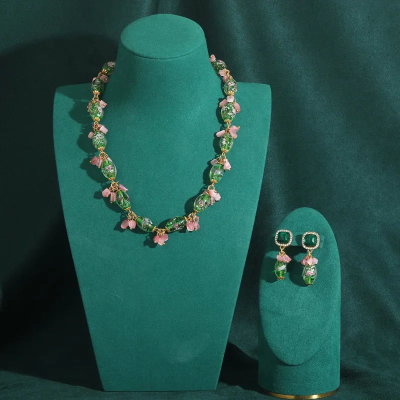Rosabelle Jewelry Set | 24K Gold | Crystals & Pink Stones