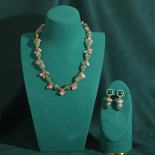 Rosabelle Jewelry Set | 24K Gold | Crystals & Pink Stones