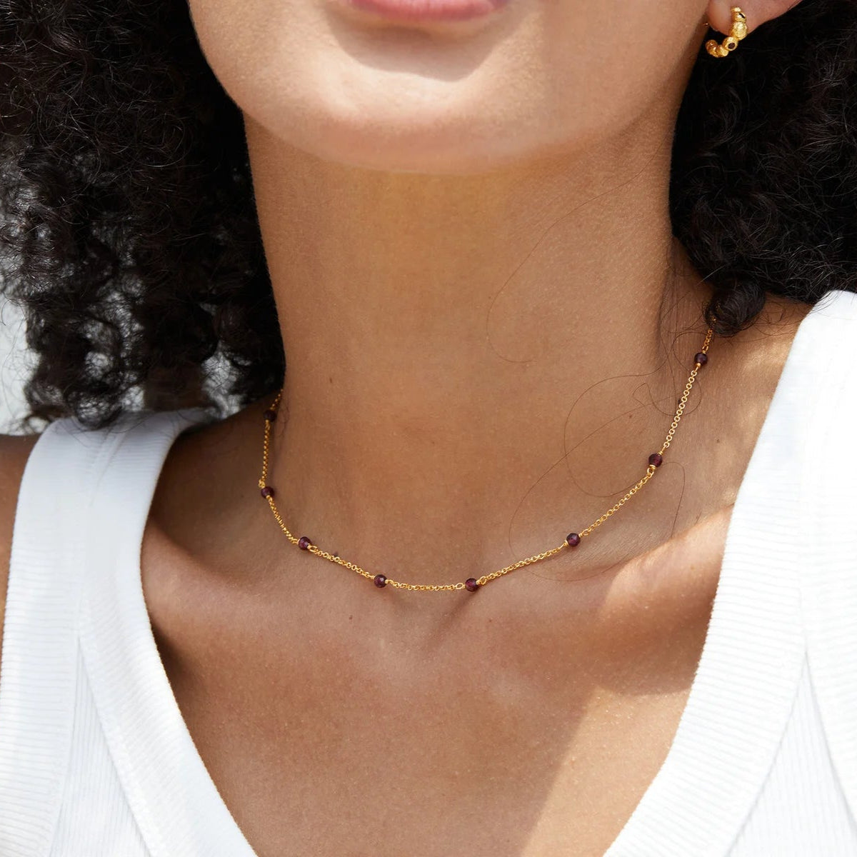 Crimson Whisper | 18K Gold-Plated | Garnet Glow