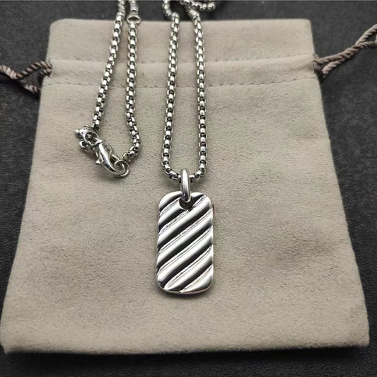 Amoria | 925 Silver | Bar & Dog Tag Men’s Necklace