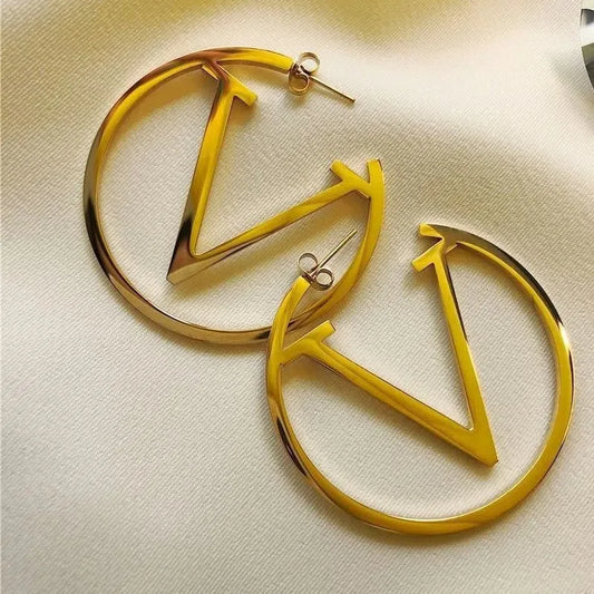 VYSSA Earrings | Gold Jewelry | Bold Letter V Design