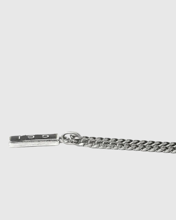 Aerion Monogram 925 silver Tag Necklace, features a sleek rectangular pendant inlaid with deep black enamel.