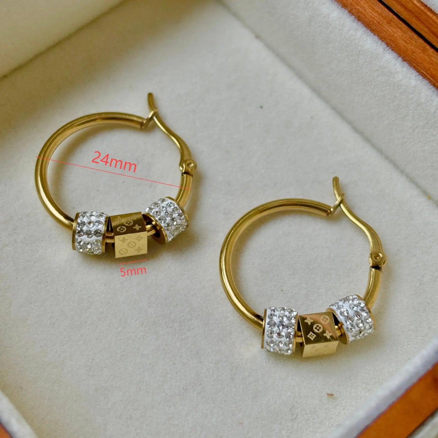 Glintora | Gold-Plated Hoops | Zircon Pavé Design