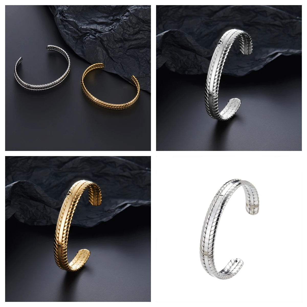 Serpentina | 316L Steel | Textured Cuff