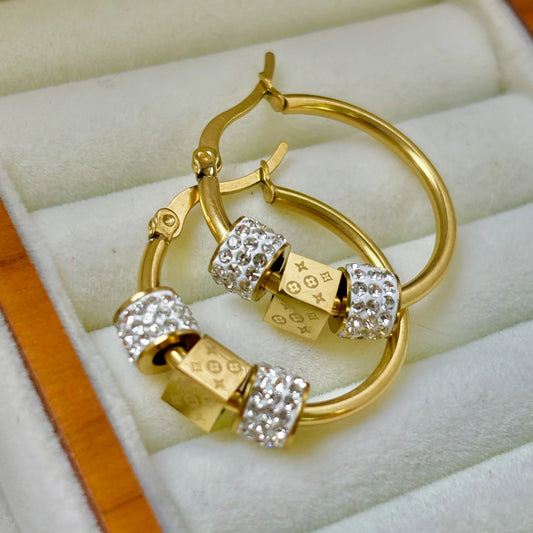 Glintora | Gold-Plated Hoops | Zircon Pavé Design