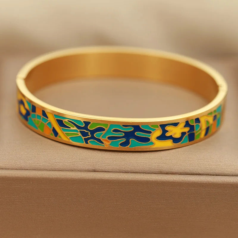 NYSSA Cuff | Bold Enamel Geometry | Gold Finish