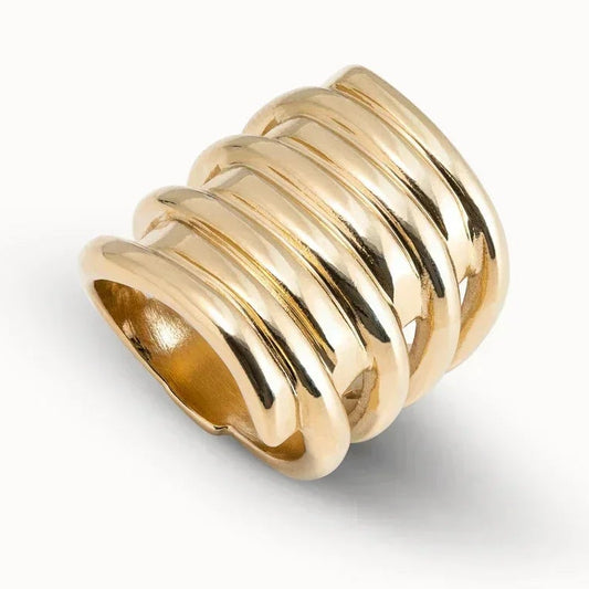 Sculpted Multi-Band Ring, 14K Gold
