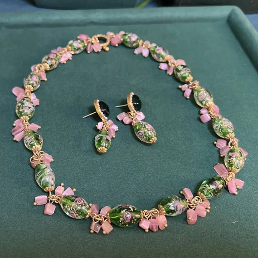 Rosabelle Jewelry Set | 24K Gold | Crystals & Pink Stones