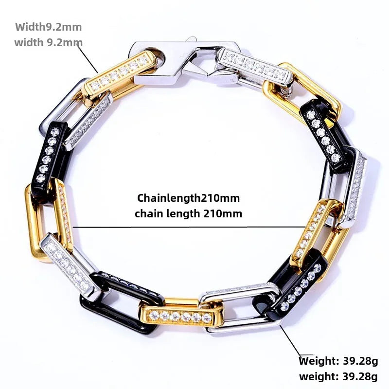 Bambozine Link | Titanium Steel | Zircon Inlay