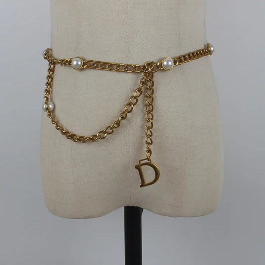 Déloria | Pearl & Chain Statement Belt