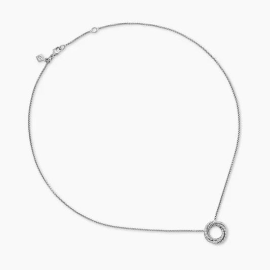 Silver necklace on a white background