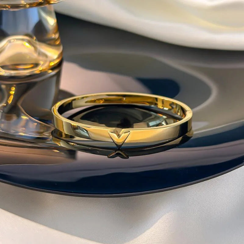 VELORA Bangle | Gold Jewelry | Letter V Stainless Steel Design
