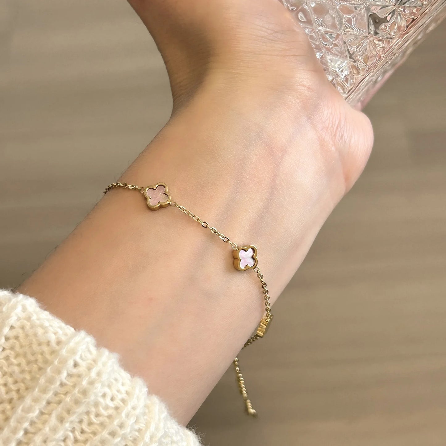 Clovessence | Gold-Tone | Shell Clover Charm
