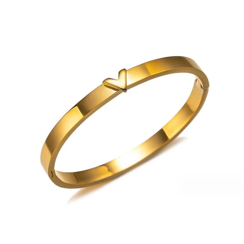 VELORA Bangle | Gold Jewelry | Letter V Stainless Steel Design