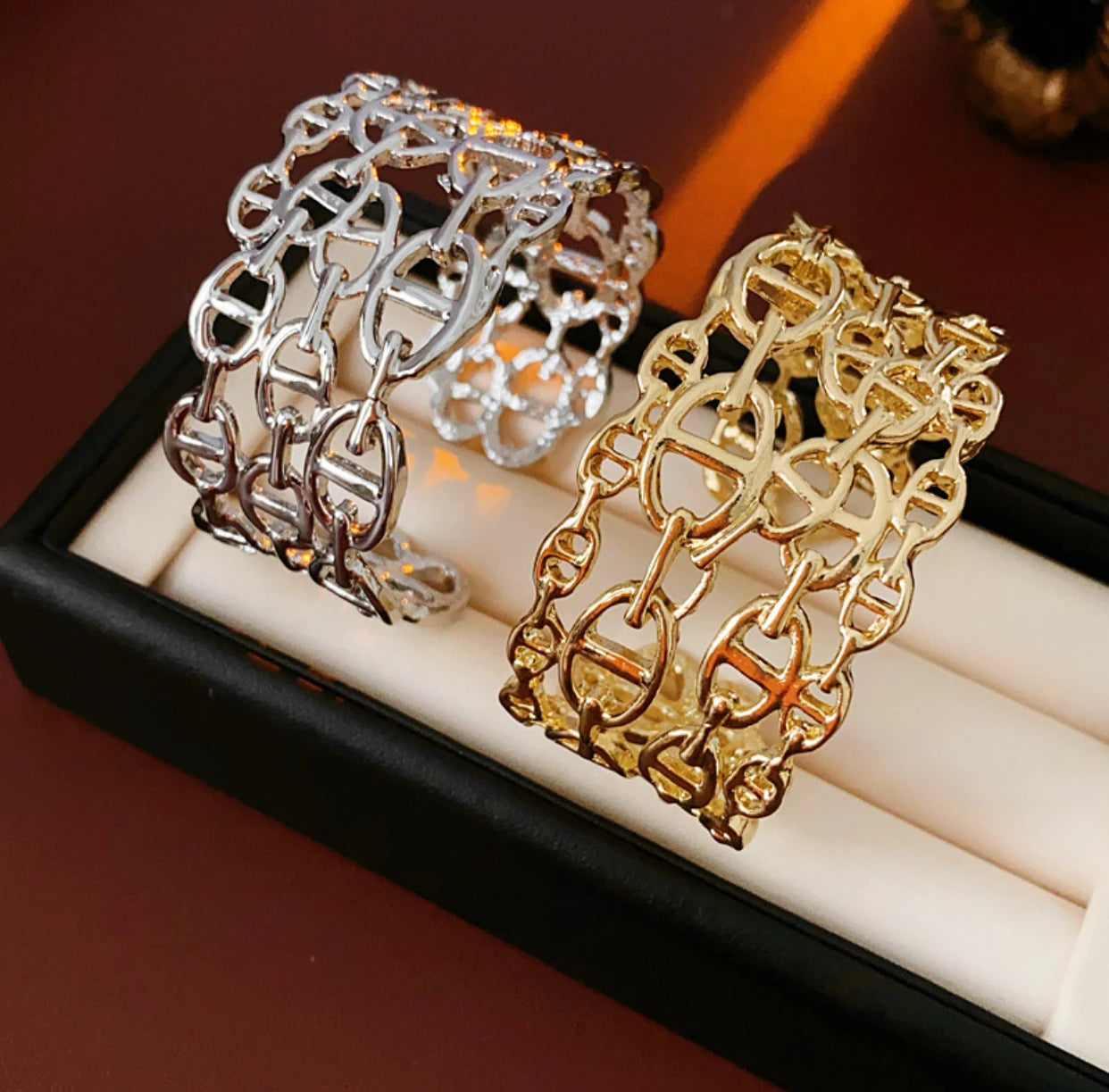 Aurévia | 925 Silver | Wide Link Chain Cuff