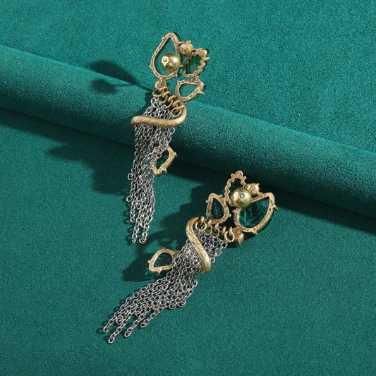 Verdessa Earrings | Gold-Plated Jewelry | Vintage Green Glass