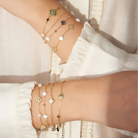 Clovéra Bracelet | Silver Malachite | Pearl Accent