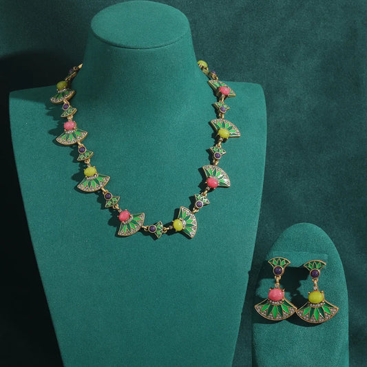Fanoura Jewelry Set | 24K Gold Plated | Baroque Pearls & Agate