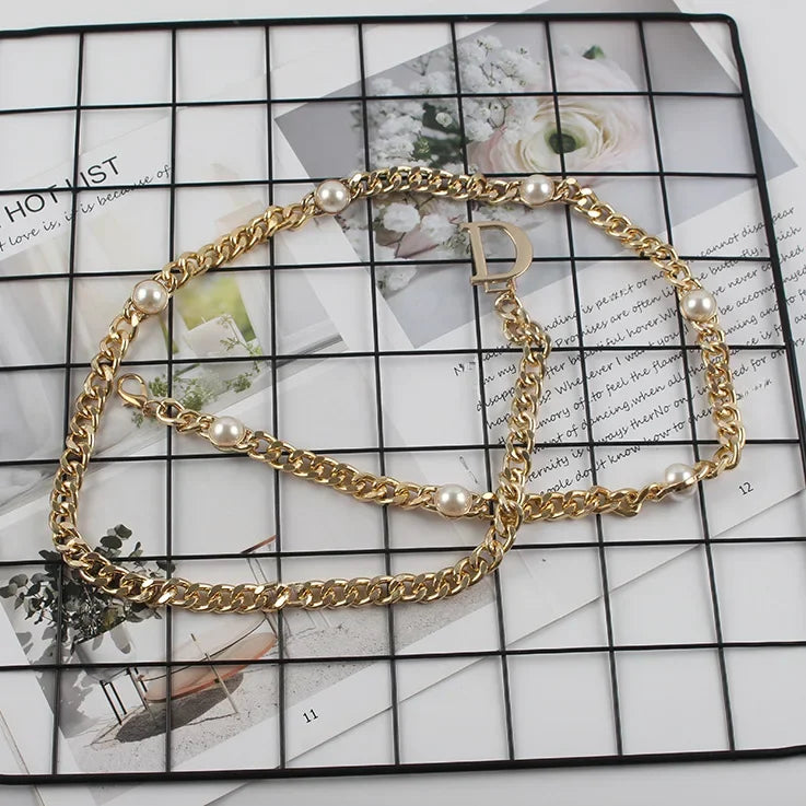 Déloria | Pearl & Chain Statement Belt