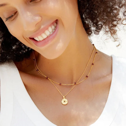 Crimson Whisper | 18K Gold-Plated | Garnet Glow