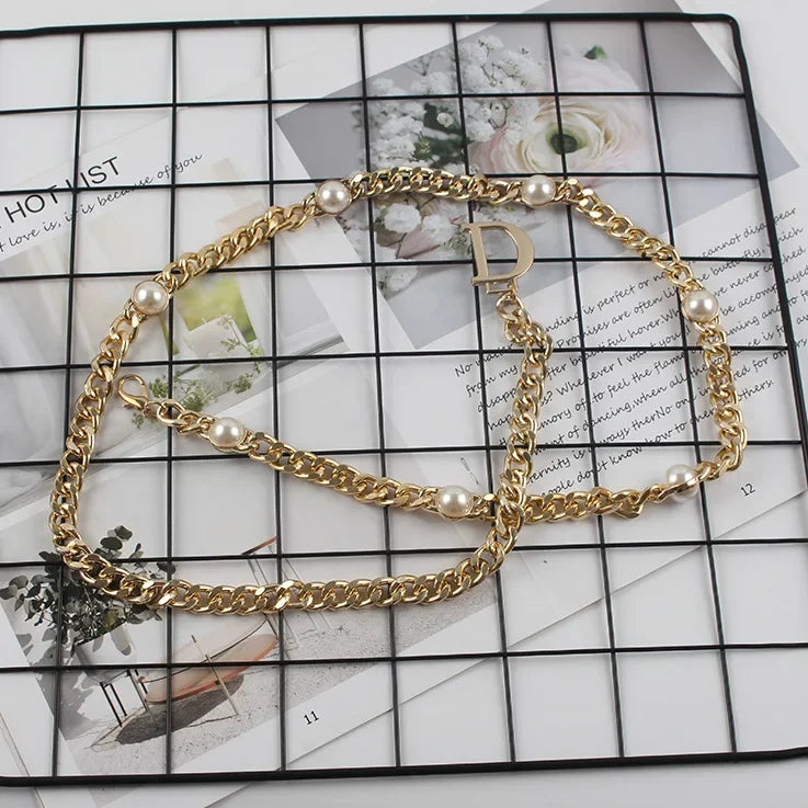 Déloria | Pearl & Chain Statement Belt