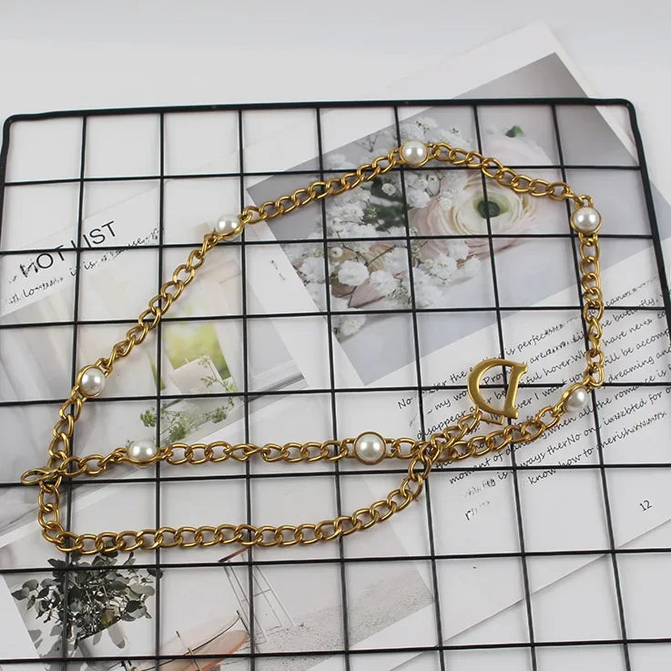Déloria | Pearl & Chain Statement Belt