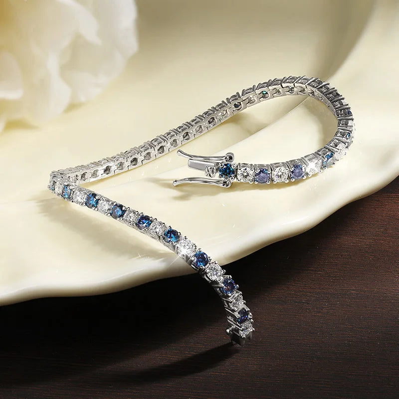Azure Lumora | 925 Gümüş | Beyaz & Mavi Moissanite