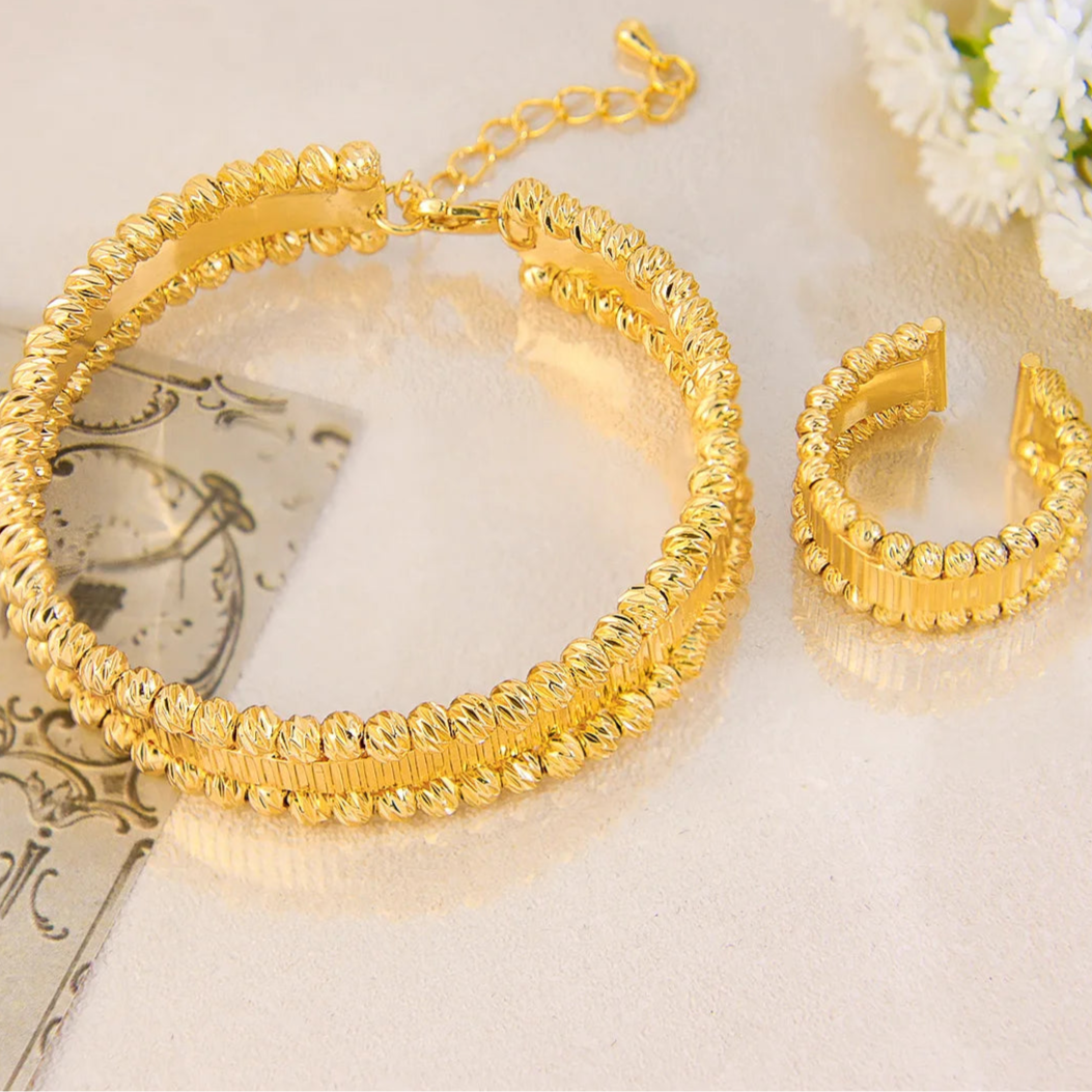 Arabesque Glow | 21K Gold-Plated | Cuff Set