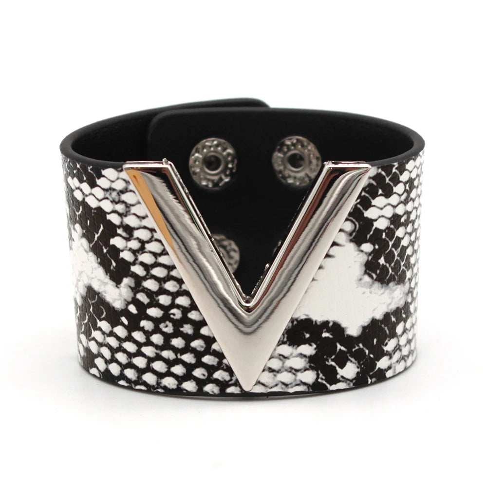 SAVERRA Wrap Bracelet | Leather Jewelry | Leopard V Design