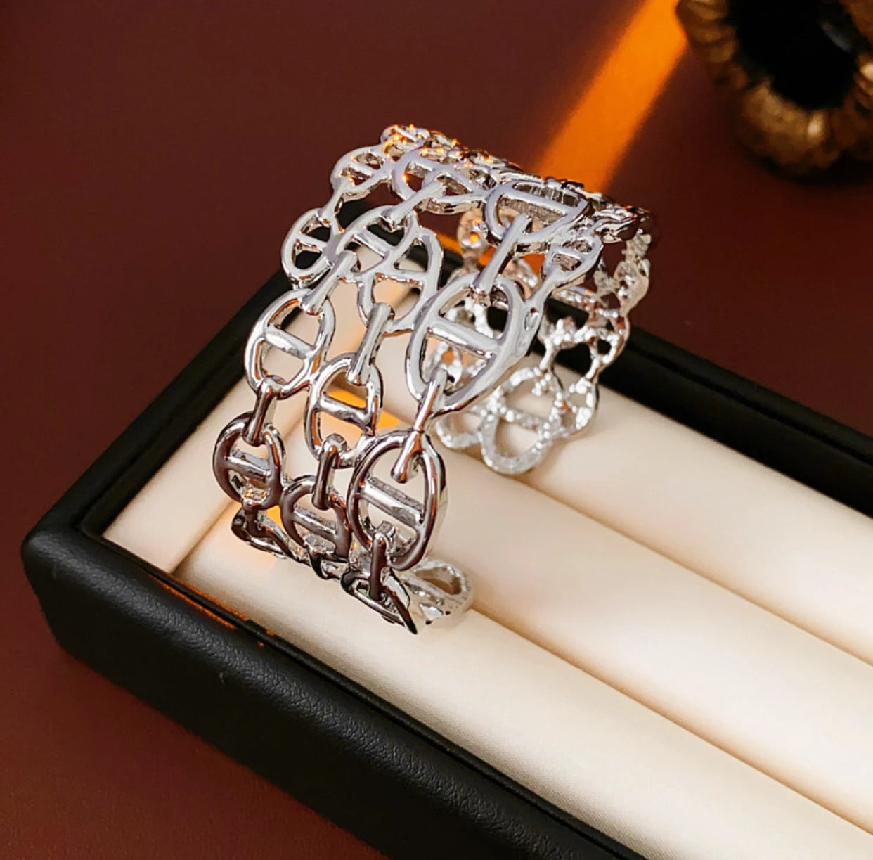 Aurévia | 925 Silver | Wide Link Chain Cuff