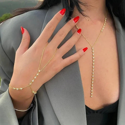 Celestia | 18K Gold-Plated | CZ Triangle Motif