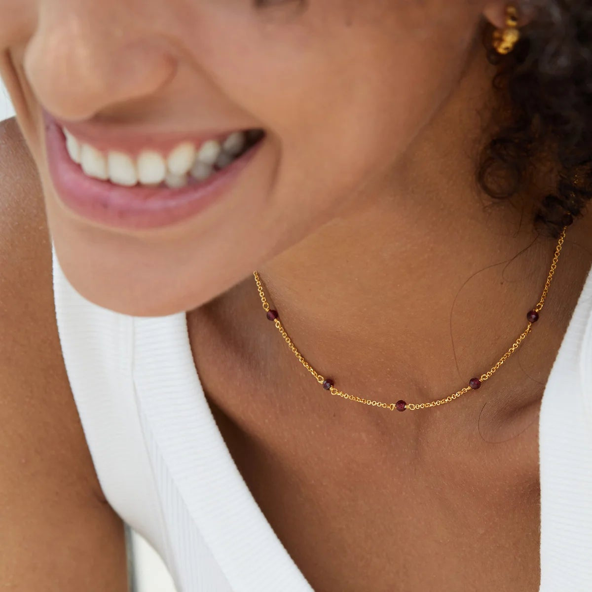 Crimson Whisper | 18K Gold-Plated | Garnet Glow