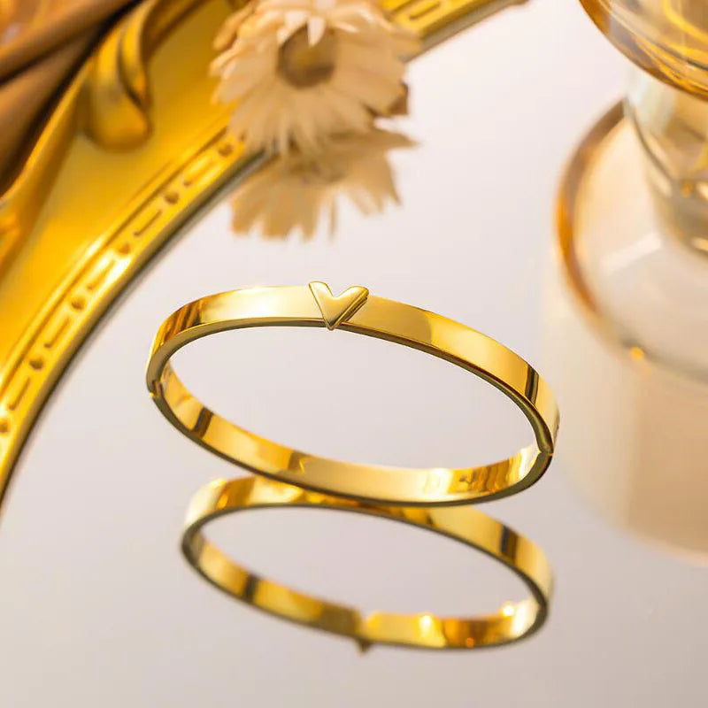 VELORA Bangle | Gold Jewelry | Letter V Stainless Steel Design