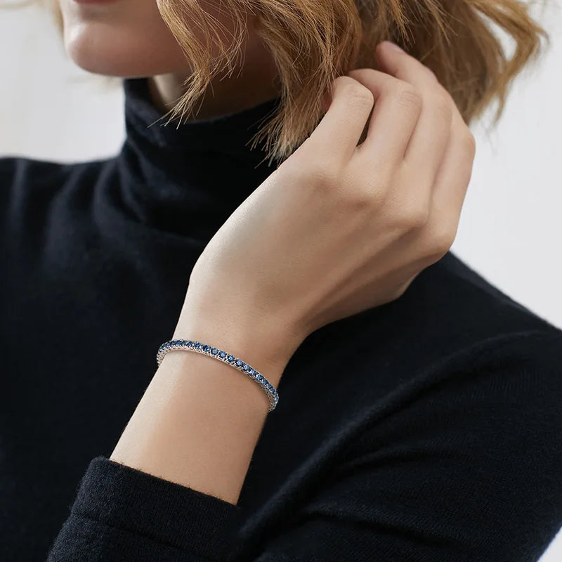 Azure Lumora | 925 Gümüş | Beyaz & Mavi Moissanite