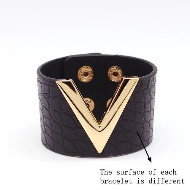 SAVERRA Wrap Bracelet | Leather Jewelry | Leopard V Design