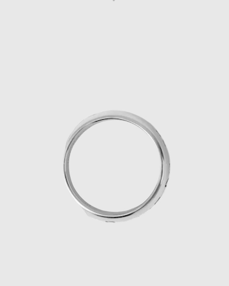 Aerion Soave Amore solid 925 Italian silver dual-band ring set with gothic lettering and romantic engravings.