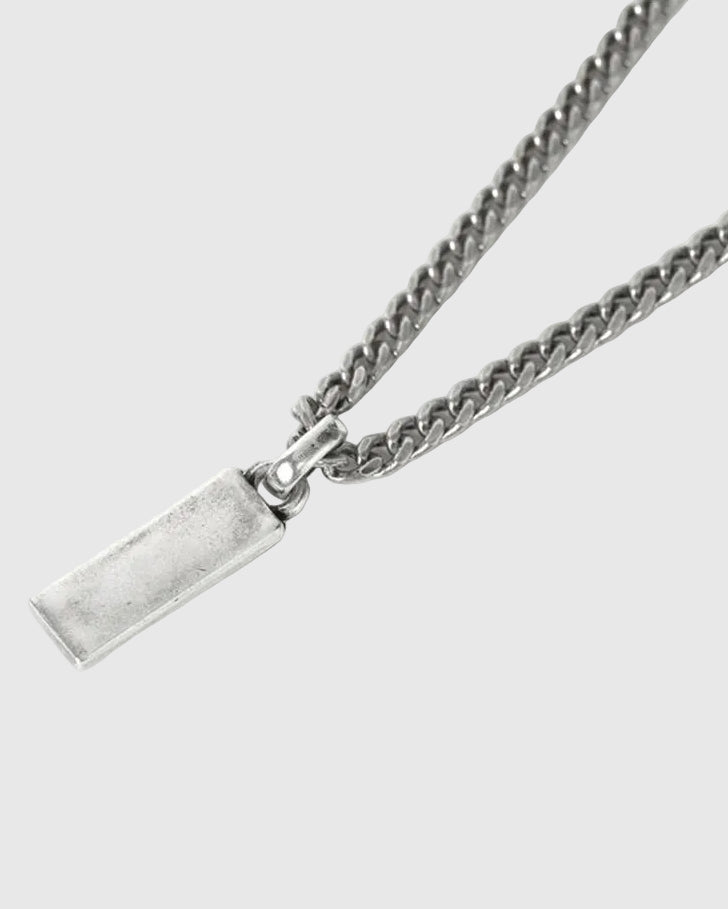 Aerion Monogram 925 silver Tag Necklace, features a sleek rectangular pendant inlaid with deep black enamel.