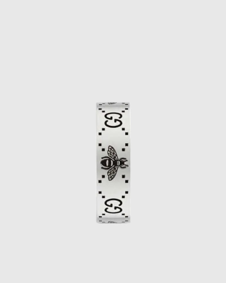 GUCCI silver ring with bee design on a white background