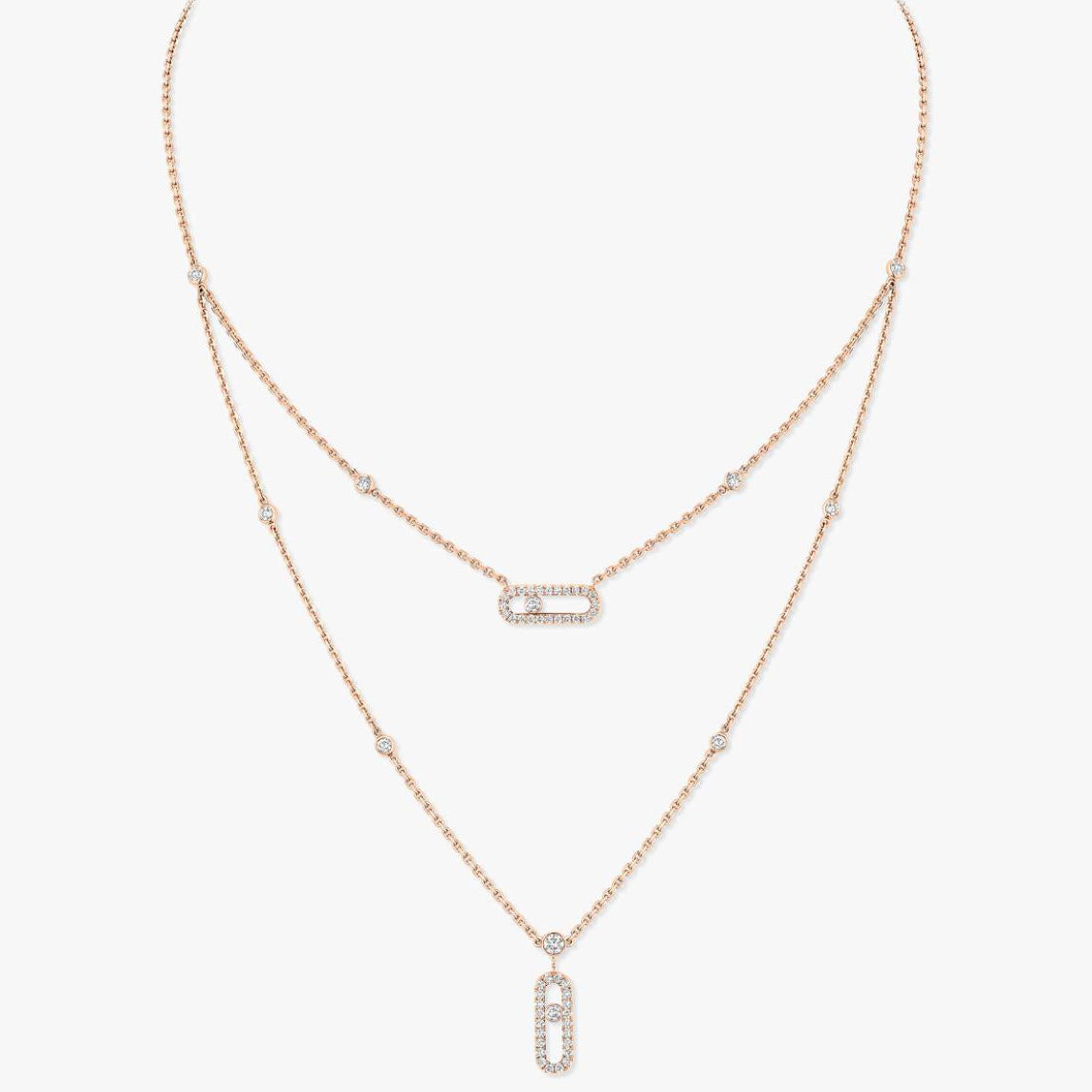 Move Uno Dual-Row Necklace | 18K Gold & Pavé Zircon