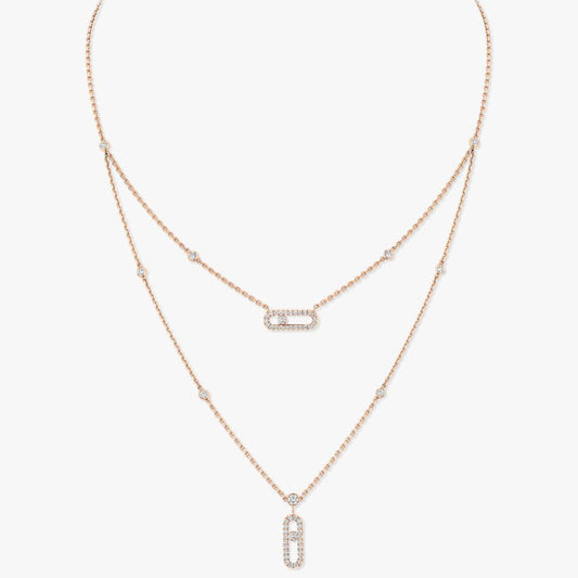 Move Uno Dual-Row Necklace | 18K Gold & Pavé Zircon