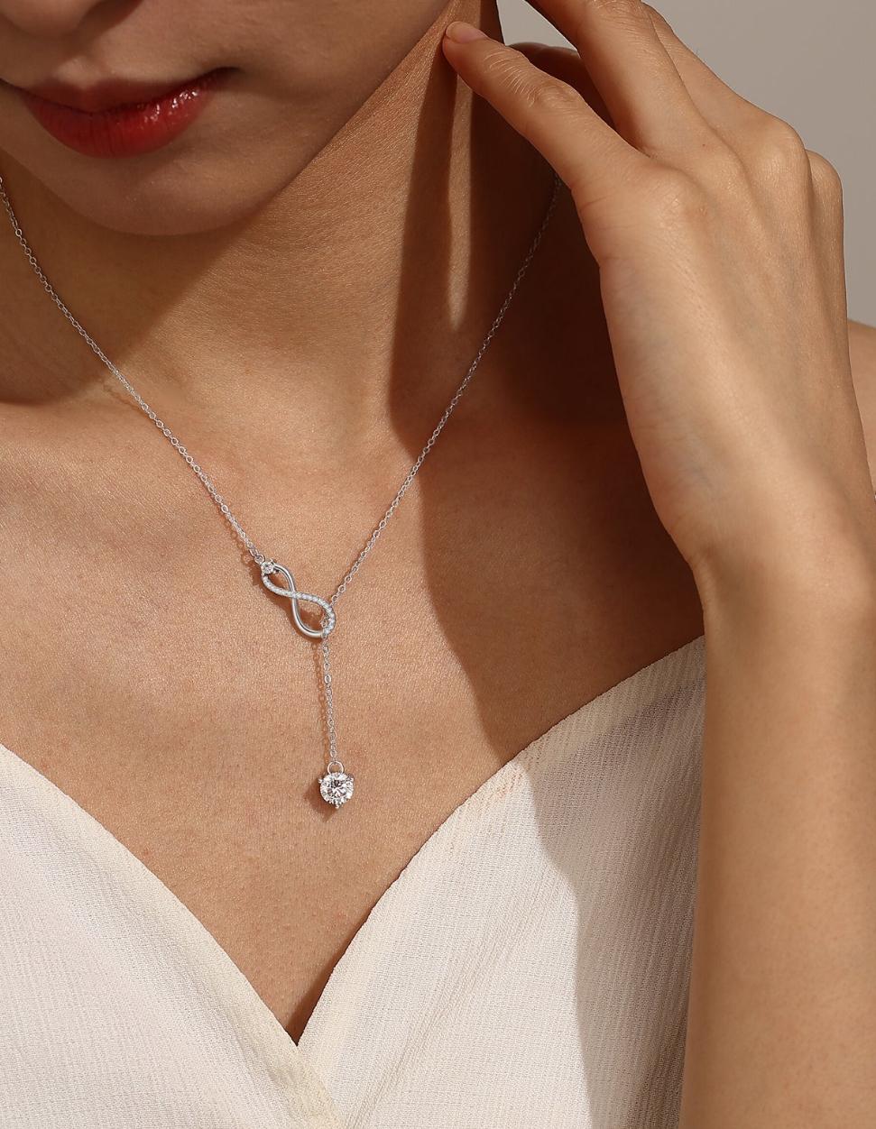 Infina Necklace — Infinity Y Moissanite in 925 Silver