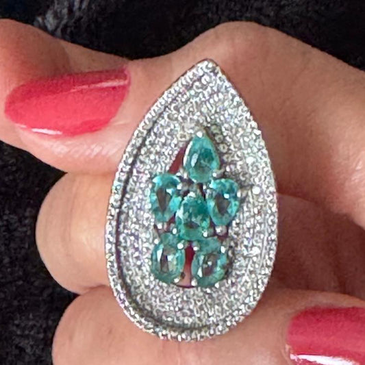 Statement Sculpted Ring | Natural Aquamarine Cluster