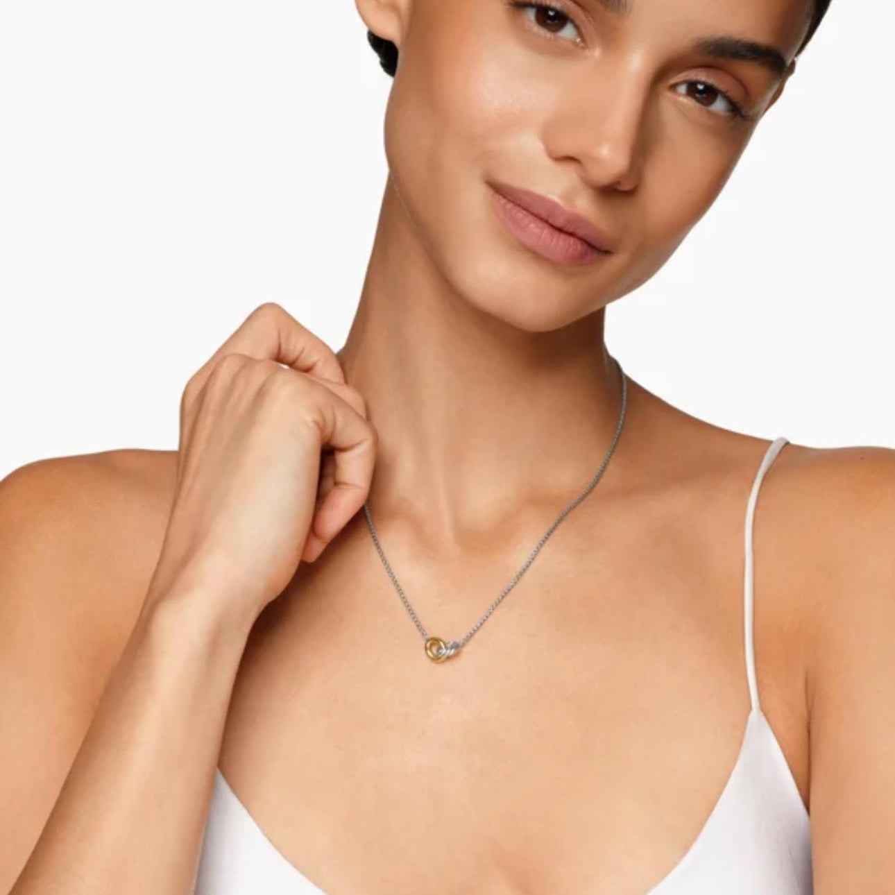 Legame Duo Interlocking Necklace | Italian Silver & 18K Gold (15mm)