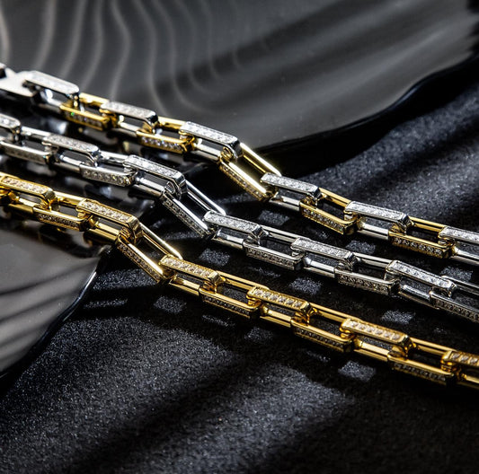 Geometric Link Bracelet | 316L Steel & High-Clarity Zircon